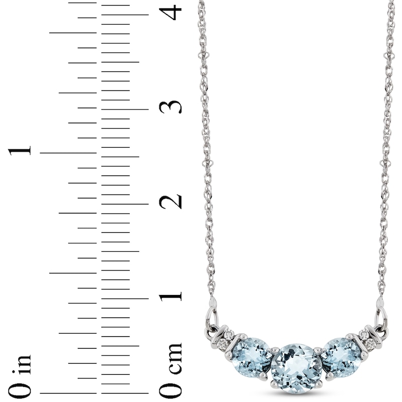Main Image 2 of Aquamarine Necklace Diamond Accents 10K White Gold