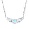 Thumbnail Image 4 of Aquamarine Necklace Diamond Accents 10K White Gold