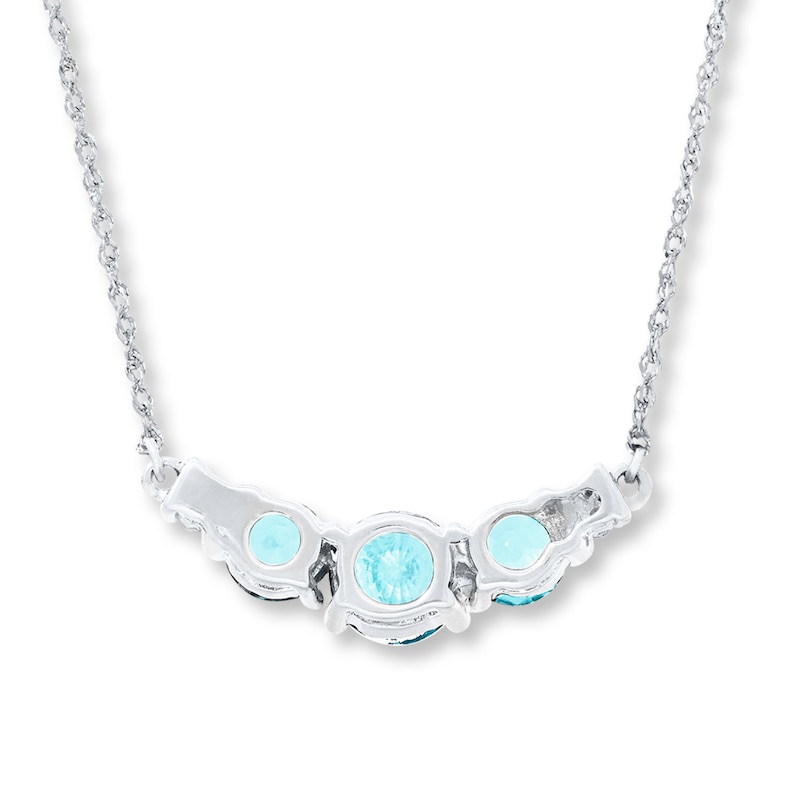 Main Image 4 of Aquamarine Necklace Diamond Accents 10K White Gold