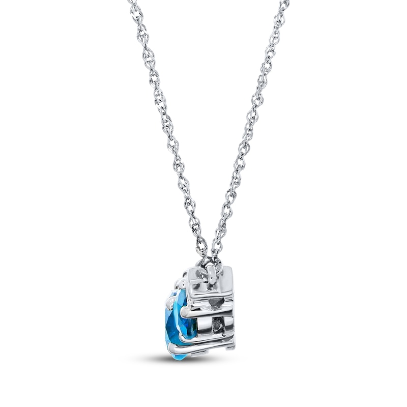 Blue Topaz Necklace Diamond Accents 10K White Gold