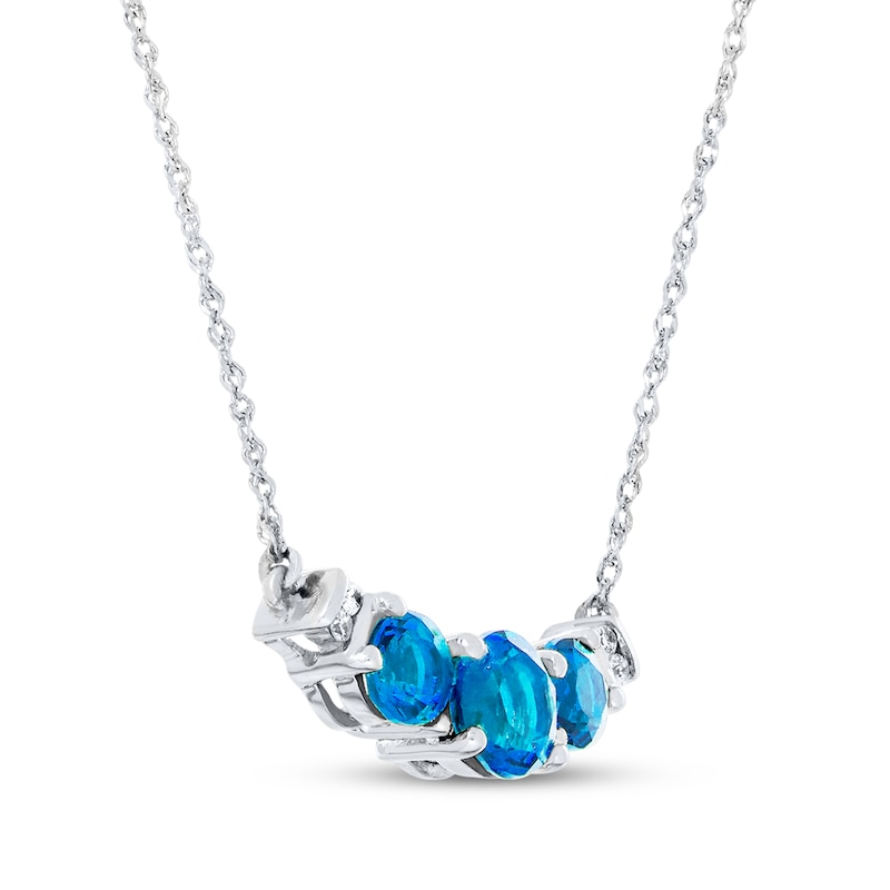 Blue Topaz Necklace Diamond Accents 10K White Gold