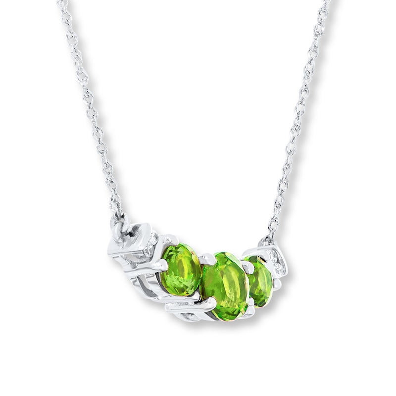 Main Image 3 of Peridot Necklace Diamond Accents 10K White Gold
