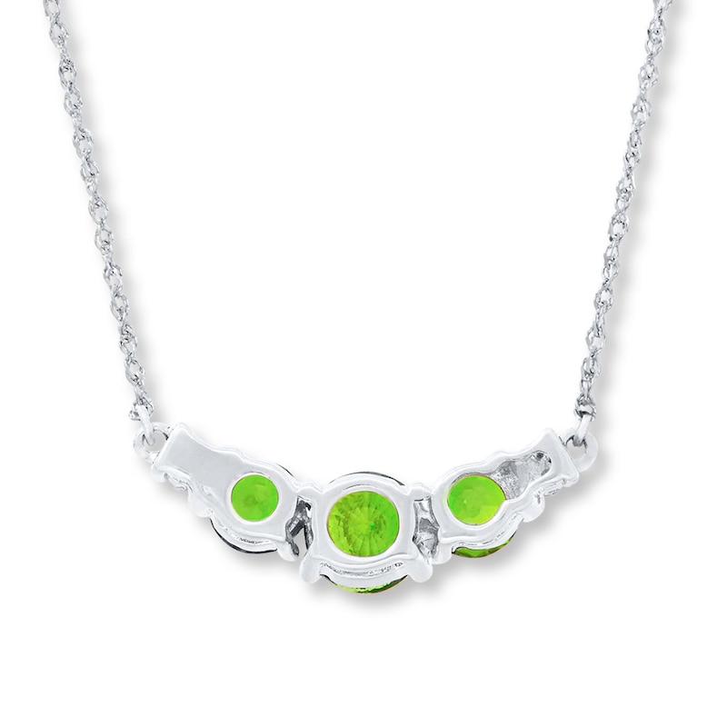 Main Image 4 of Peridot Necklace Diamond Accents 10K White Gold
