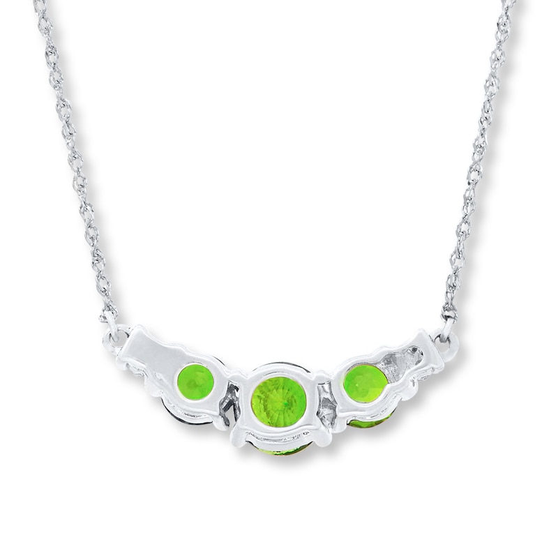 Peridot Necklace Diamond Accents 10K White Gold