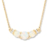 Thumbnail Image 1 of Lab-Created Opal Necklace Diamond Accents 10K Yellow Gold