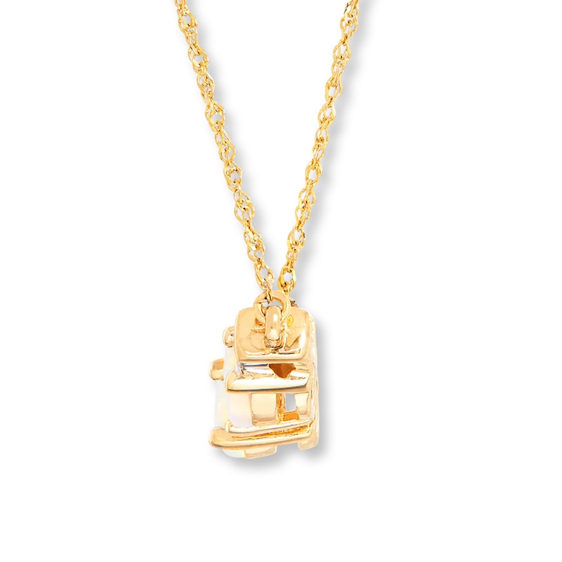 Main Image 2 of Lab-Created Opal Necklace Diamond Accents 10K Yellow Gold