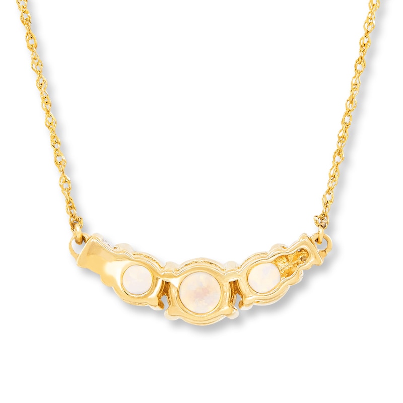 Main Image 4 of Lab-Created Opal Necklace Diamond Accents 10K Yellow Gold