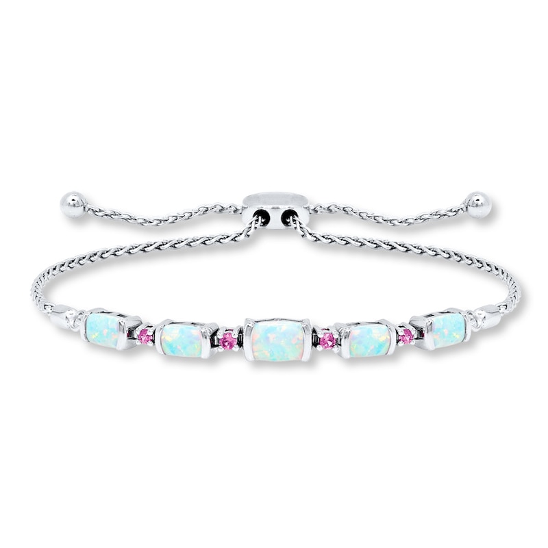 Main Image 1 of Bolo Bracelet Lab-Created Opal & Sapphire Sterling Silver
