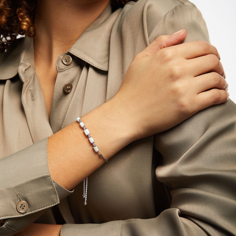 Main Image 2 of Bolo Bracelet Lab-Created Opal & Sapphire Sterling Silver