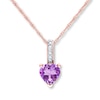 Thumbnail Image 0 of Amethyst Necklace Diamond Accents 10K Rose Gold