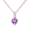 Thumbnail Image 1 of Amethyst Necklace Diamond Accents 10K Rose Gold
