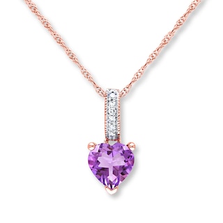 Amethyst Necklace Diamond Accents 10K Rose Gold | Kay