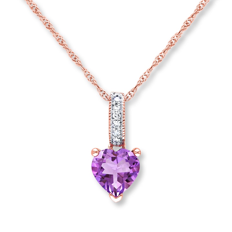 Amethyst Necklace Diamond Accents 10K Rose Gold