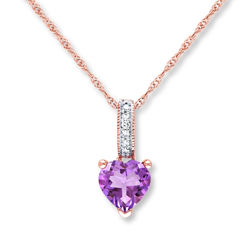 Main Image 1 of Amethyst Necklace Diamond Accents 10K Rose Gold