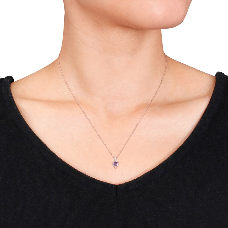 Main Image 2 of Amethyst Necklace Diamond Accents 10K Rose Gold