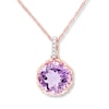 Thumbnail Image 1 of Amethyst Necklace Diamond Accents 10K Rose Gold