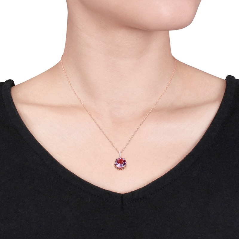 Main Image 2 of Amethyst Necklace Diamond Accents 10K Rose Gold