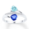 Thumbnail Image 1 of Heart Ring Aquamarine Lab-Created Sapphire Sterling Silver