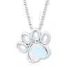 Thumbnail Image 0 of Paw Print Necklace Lab-Created Opal Sterling Silver