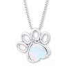 Thumbnail Image 1 of Paw Print Necklace Lab-Created Opal Sterling Silver