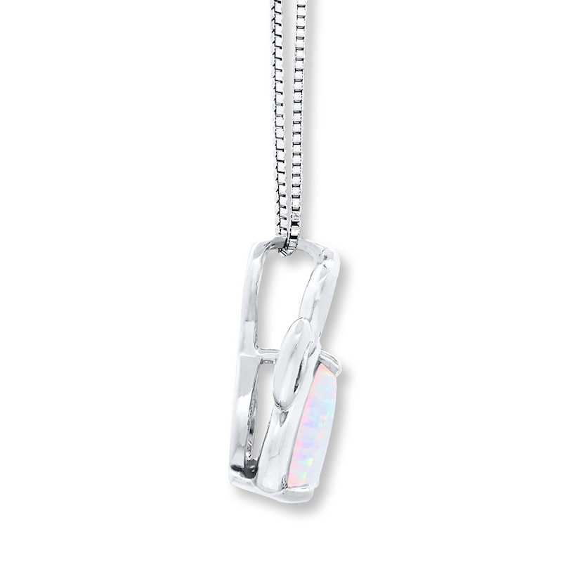 Main Image 2 of Paw Print Necklace Lab-Created Opal Sterling Silver