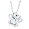 Thumbnail Image 2 of Paw Print Necklace Lab-Created Opal Sterling Silver