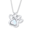 Thumbnail Image 3 of Paw Print Necklace Lab-Created Opal Sterling Silver