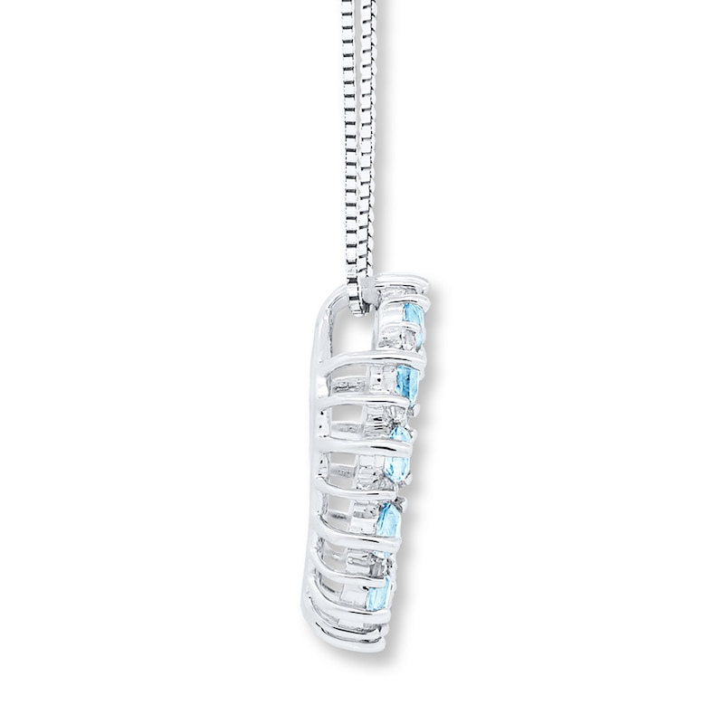 Aquamarine and White Topaz Necklace Sterling Silver