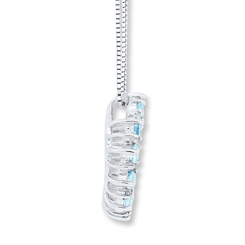 Main Image 2 of Aquamarine and White Topaz Necklace Sterling Silver
