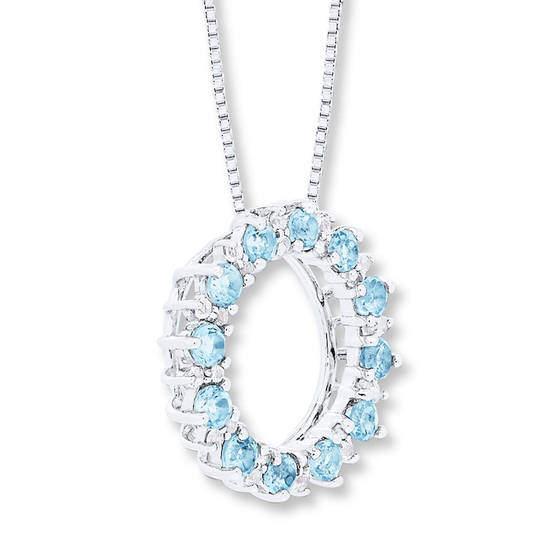 Main Image 3 of Aquamarine and White Topaz Necklace Sterling Silver