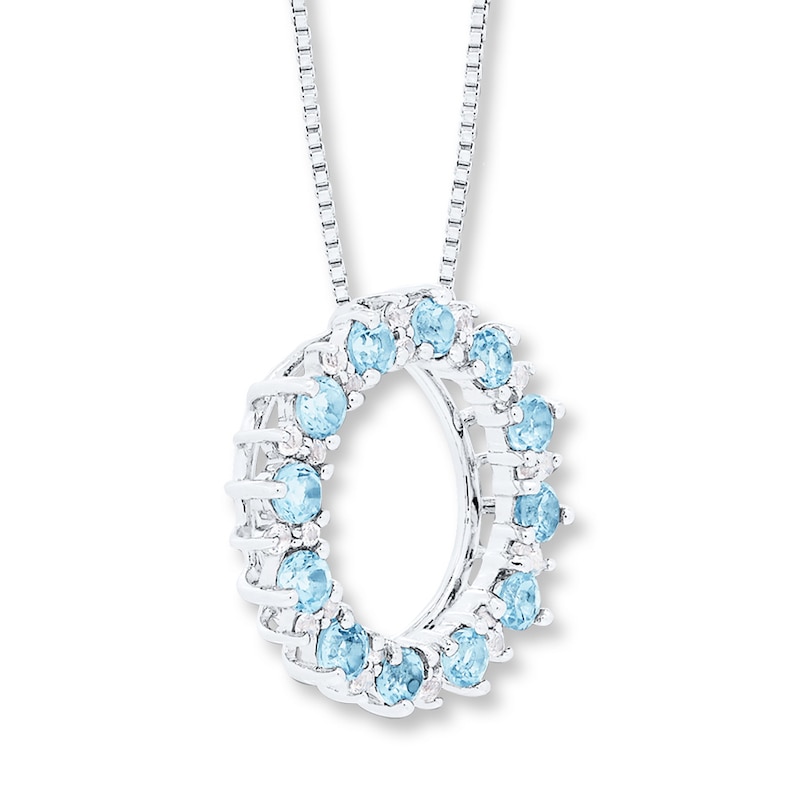 Aquamarine and White Topaz Necklace Sterling Silver