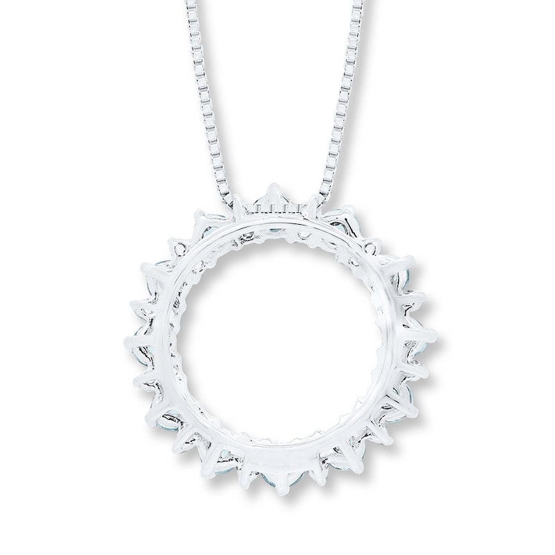 Main Image 4 of Aquamarine and White Topaz Necklace Sterling Silver