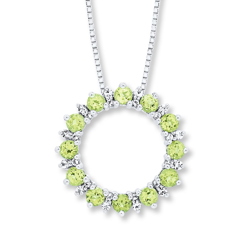 Peridot and White Topaz Necklace Sterling Silver