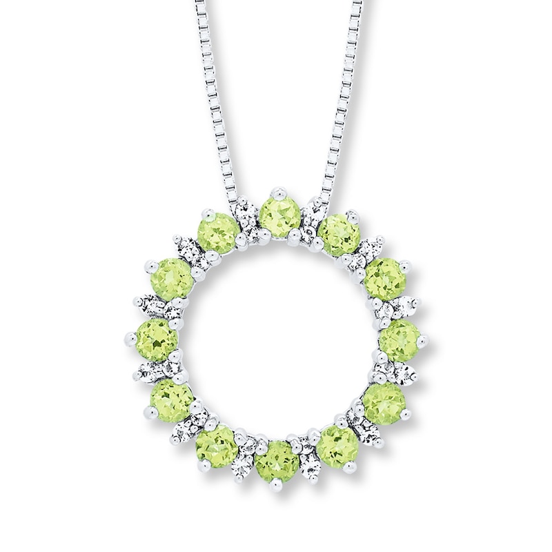 Main Image 1 of Peridot and White Topaz Necklace Sterling Silver
