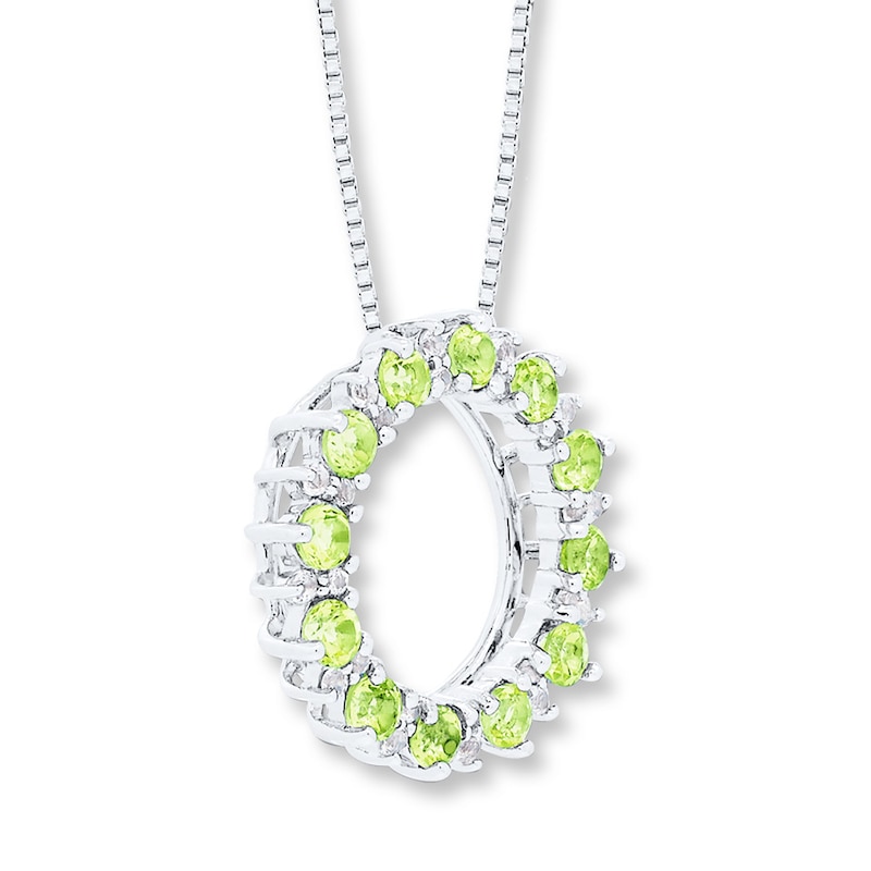 Peridot and White Topaz Necklace Sterling Silver