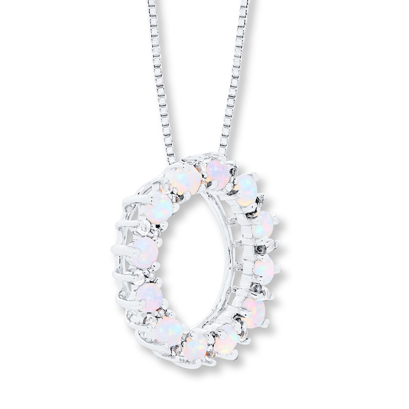 Lab-Created Opal and White Topaz Necklace Sterling Silver