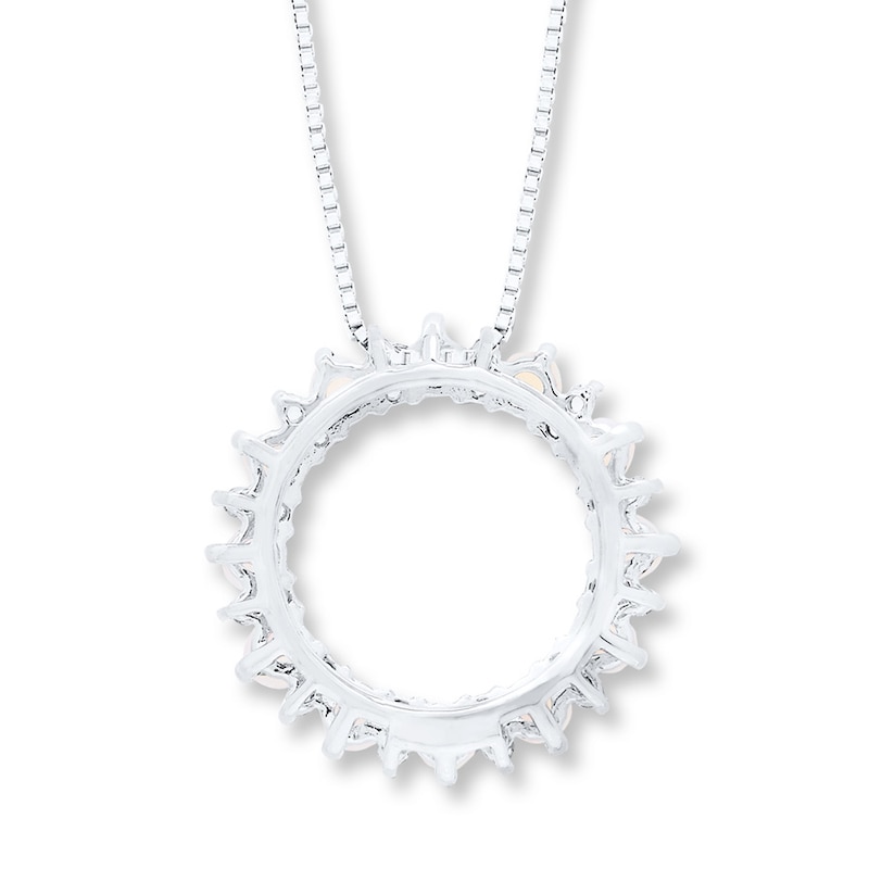 Main Image 4 of Lab-Created Opal and White Topaz Necklace Sterling Silver