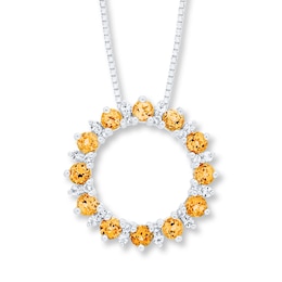 Citrine and White Topaz Necklace Sterling Silver