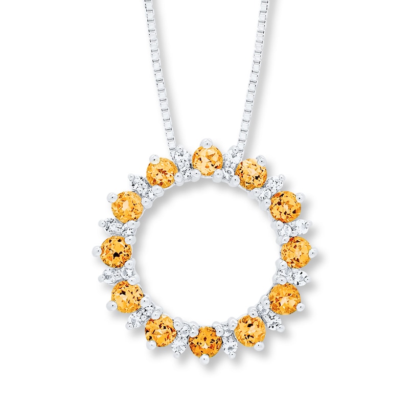 Citrine and White Topaz Necklace Sterling Silver