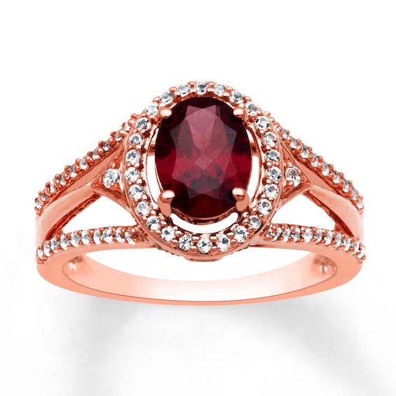 Garnet & Topaz Ring 10K Rose Gold