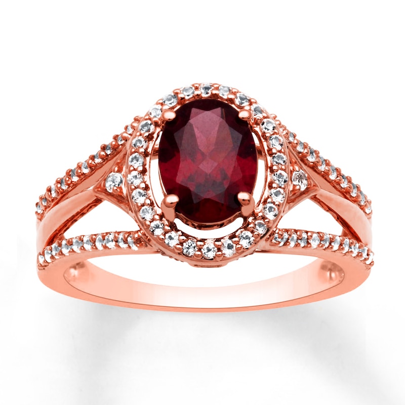 Garnet & Topaz Ring 10K Rose Gold