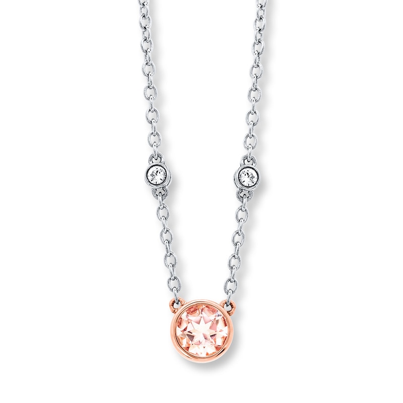 Main Image 1 of Morganite Necklace Sterling Silver/10K Rose Gold