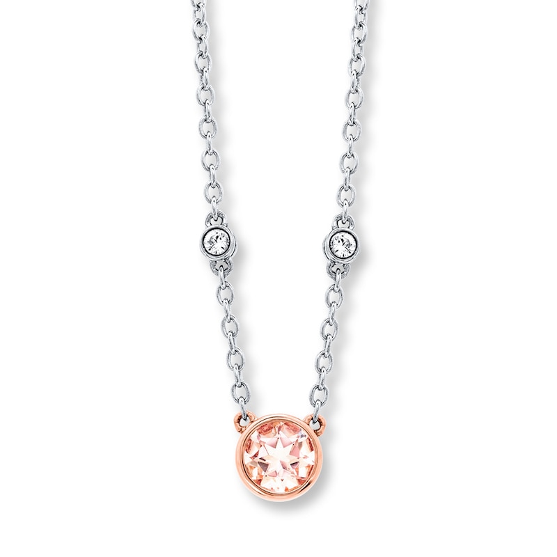 Morganite Necklace Sterling Silver/10K Rose Gold