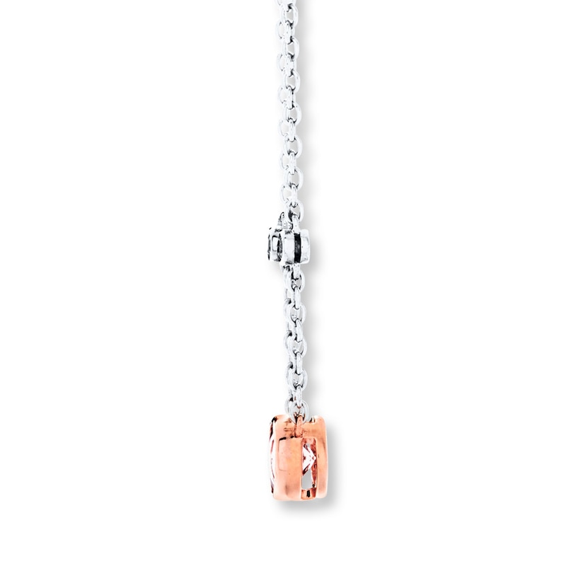 Morganite Necklace Sterling Silver/10K Rose Gold