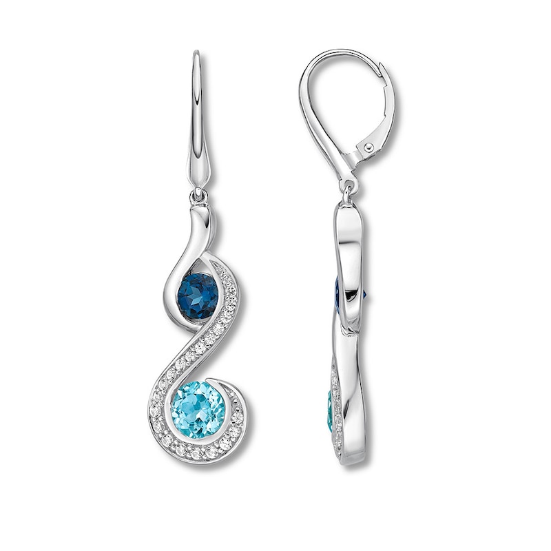 Blue Topaz & Lab-Created Sapphire Earrings Sterling Silver