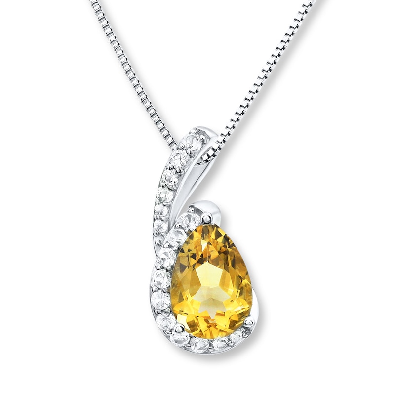 Sterling Silver Citrine & White Topaz Oval Halo Necklace & Leverback  Earrings Set
