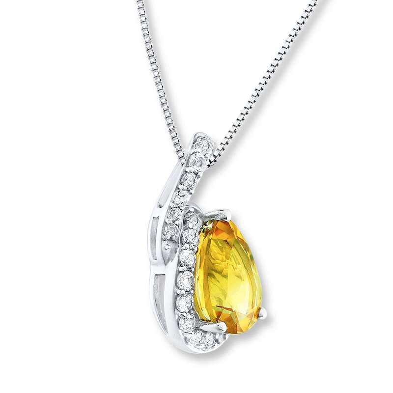 Main Image 2 of Citrine & White Topaz Necklace Sterling Silver