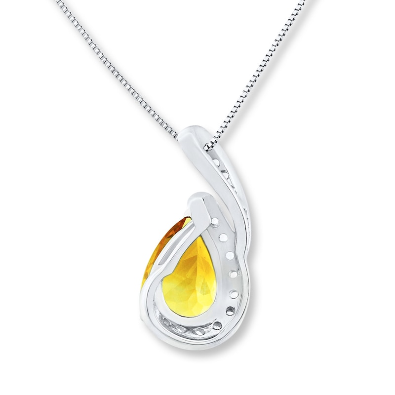 Main Image 3 of Citrine & White Topaz Necklace Sterling Silver
