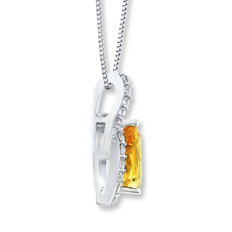 Main Image 4 of Citrine & White Topaz Necklace Sterling Silver