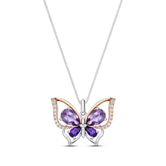 Butterfly Necklace Amethyst Sterling Silver/10K Rose Gold